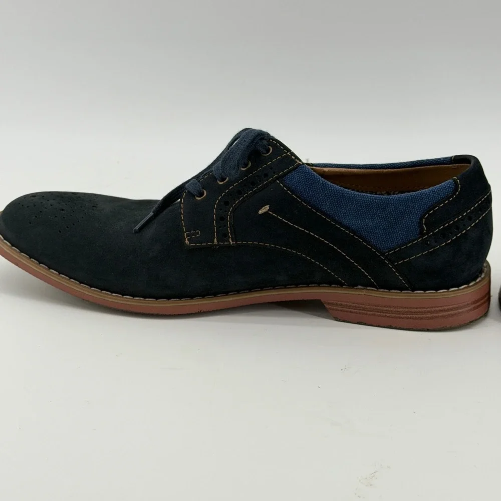 Stacy Adams Mens 25352-410 Navy Blue Suede Leather Textile Oxford Shoes Size 8 M